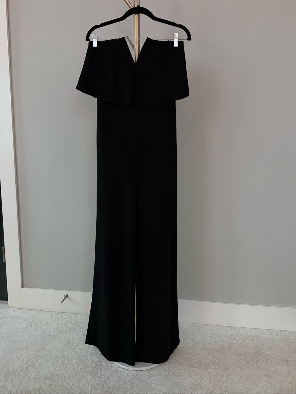 Lulus Black Strapless Ruffle Overlay Wide-Leg Jumpsuit